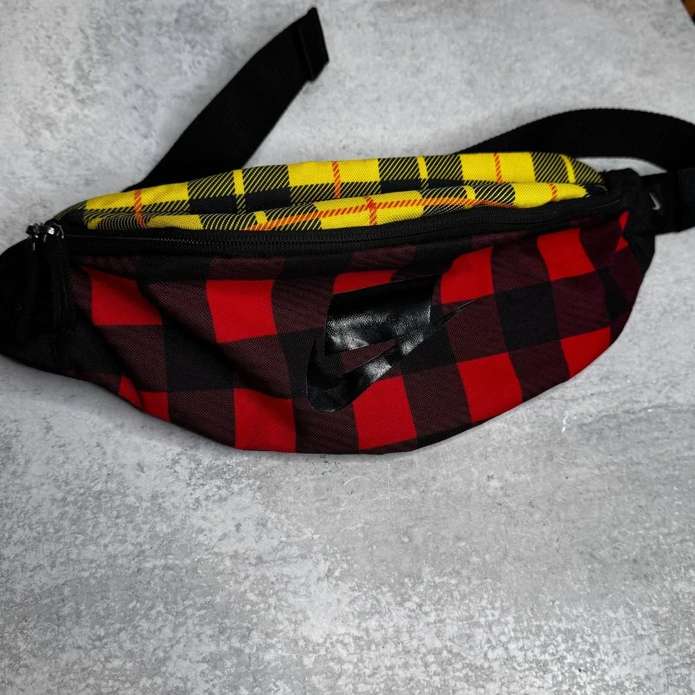 Nike Heritage Hip Pack Red Buffalo Check Yellow Plaid Crossbody Fanny Bag Unisex